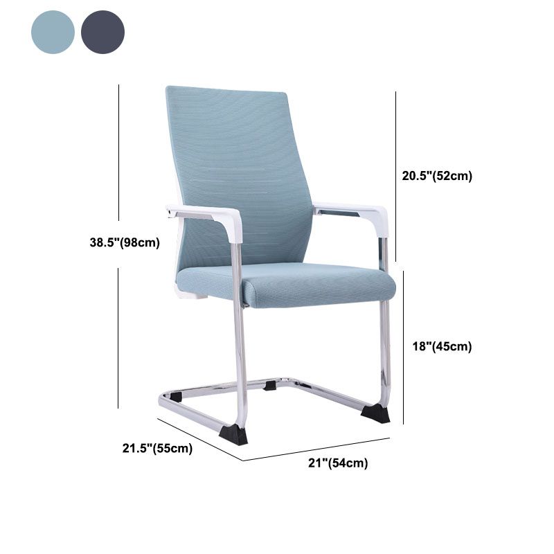 Modern Fixed Arms Office Chair Steel Lumbar Support Desk Chair