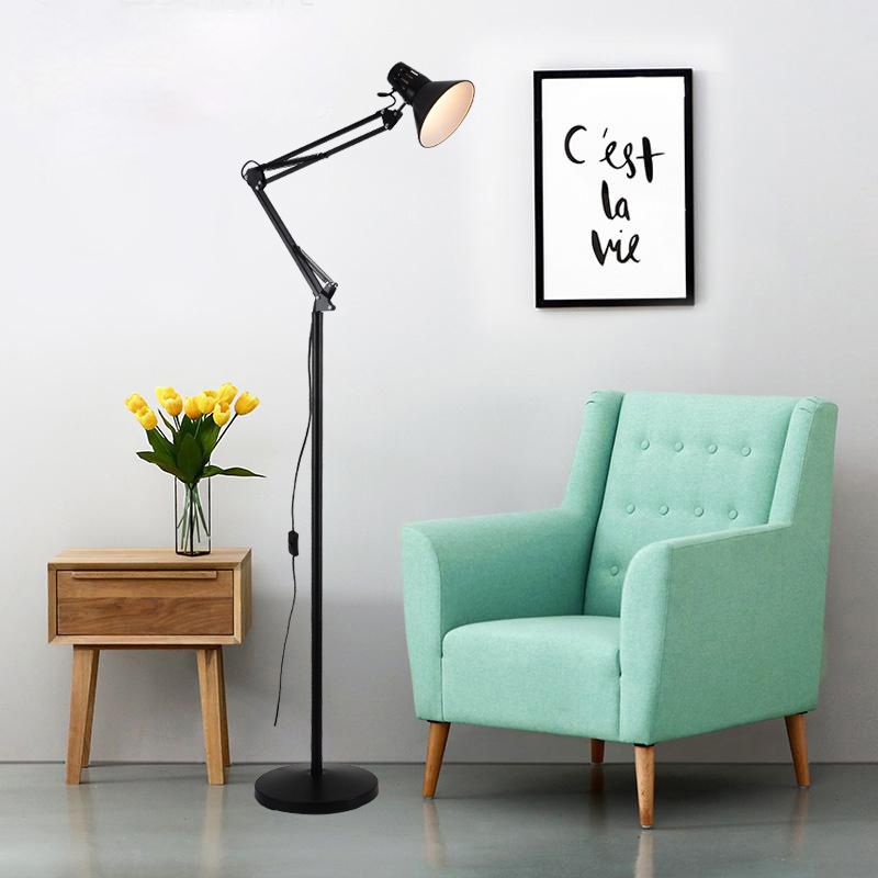 Metallic Dome Shade Task Floor Lamp Modernism Style 1 Head Adjustable Black/White Floor Light for Living Room