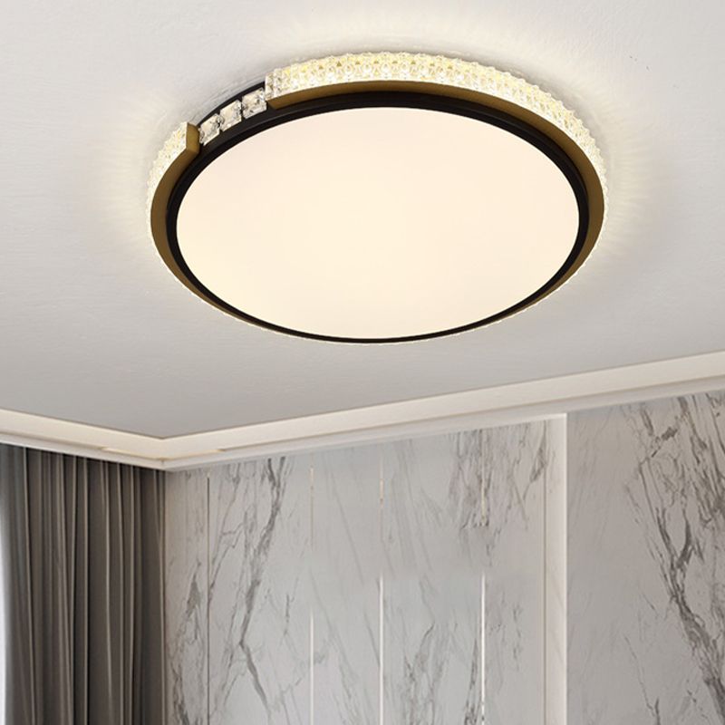 Modern Ceiling Light Round LED Flush Mount Light with Crystal for Living Room