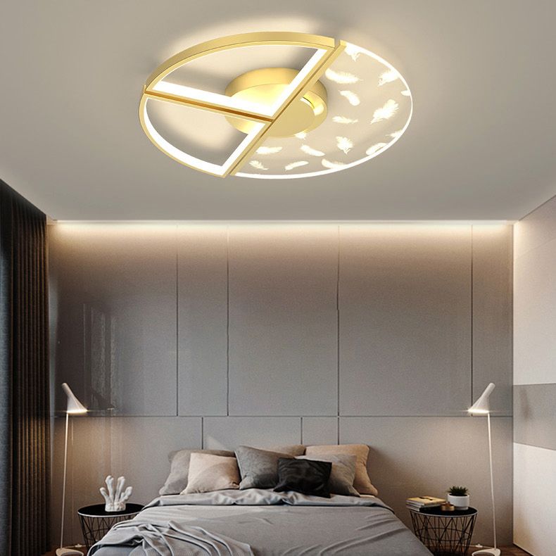 Moderno moderno con soffitto a led con piuma a led metallo a filo interno con ombra acrilica