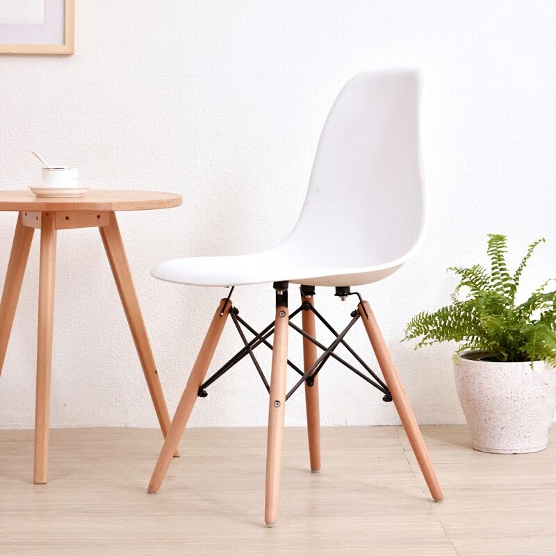 Wood Scandinavian Armless Chair Solid Back Kitchen Dining Room Chair