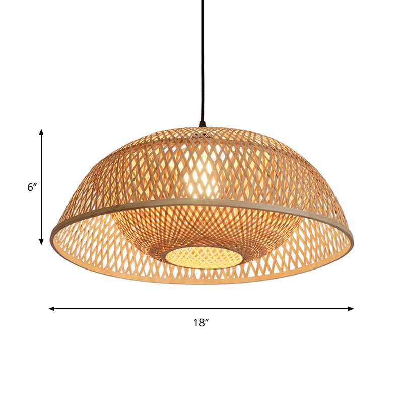 DOME LIMINA DI LIMINA DELLA TRADIZIONE DI CIPPENDO BAMBOO 1 Bulbo da 18 "/23,5" kit lampada a sospensione in legno largo