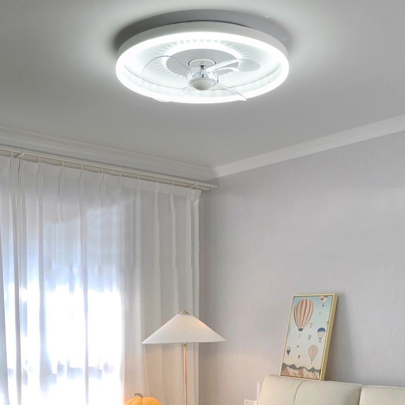 Modernism 2-Light White Ceiling Fan Lamp LED Metallic Ceiling Fan Light