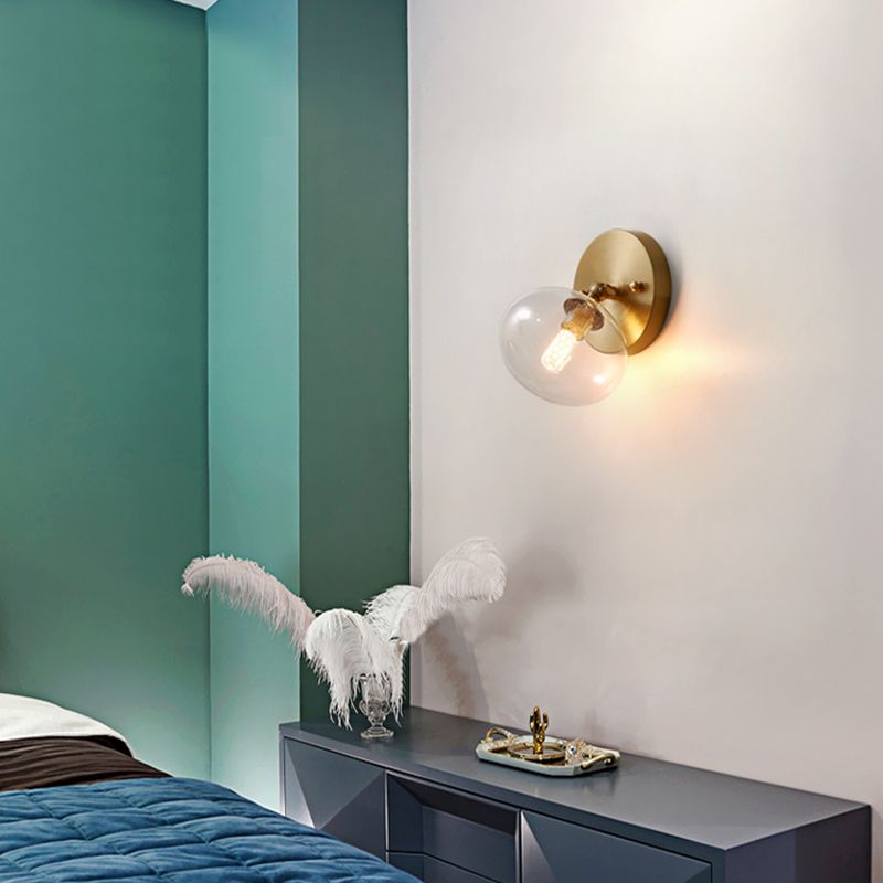 1-Light Sconce Light Fixture  Modern Style Metal Wall Lighting for Bedroom