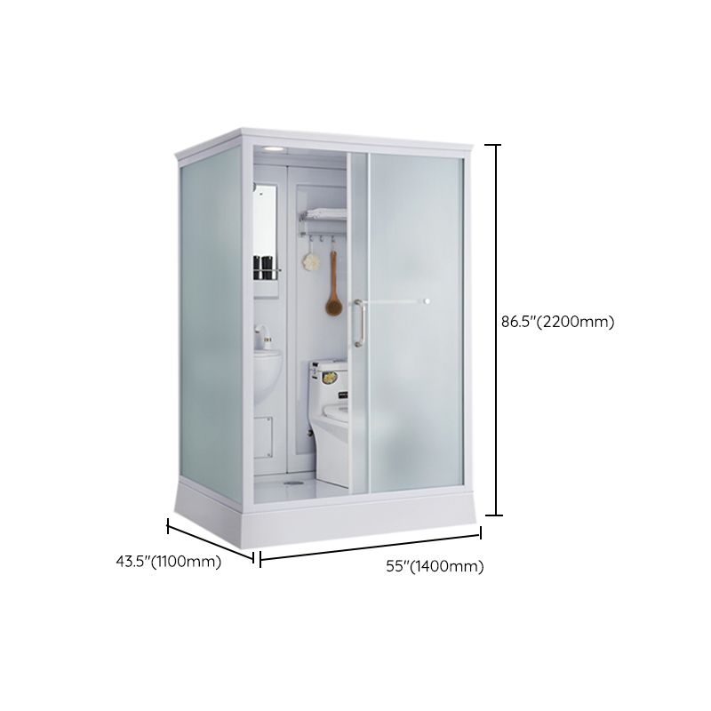 White Rectangular Shower Stall Tempered Glass Shower Enclosure without toilet