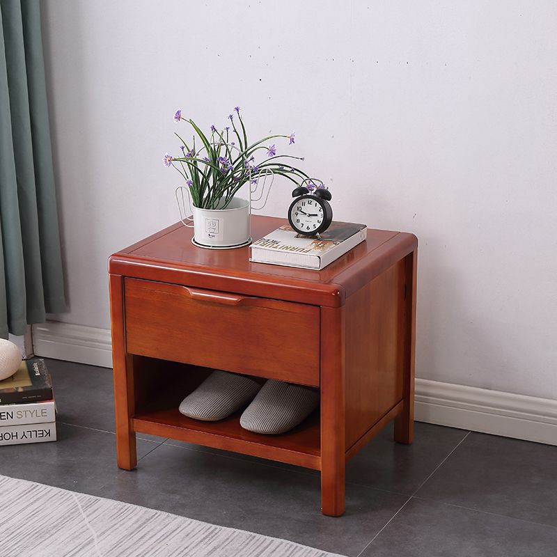 20"L X 22"H Modern Nightstand Rubber Wood Bedside Cabinet with 1-drawer