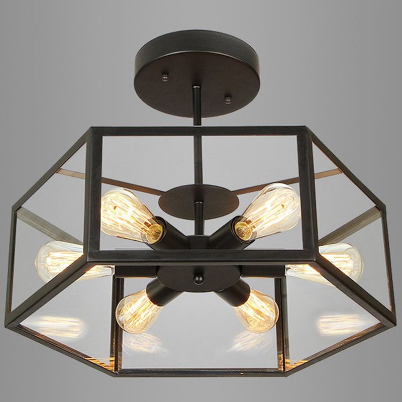 Geometric Chandelier Light Fixture Industrial Glass Pendant Lighting for Restaurant