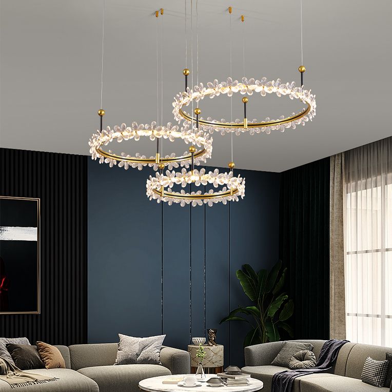 3-Tier Shape Chandelier Lights Modern Metal 3 Light Chandelier Lighting Fixtures in Gold