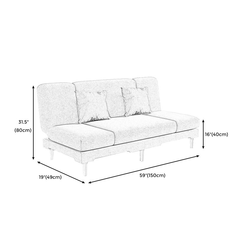 Modern Wood Legs Sofa 2/3 Seater Armless Convertible Sleeper Sofa