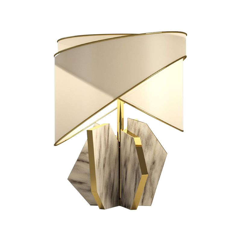 Stoff schattierte Tischlampe Moderne 1 Glühbirne Gold Schreibtisch hell mit grau geometrischer Marmorbasis