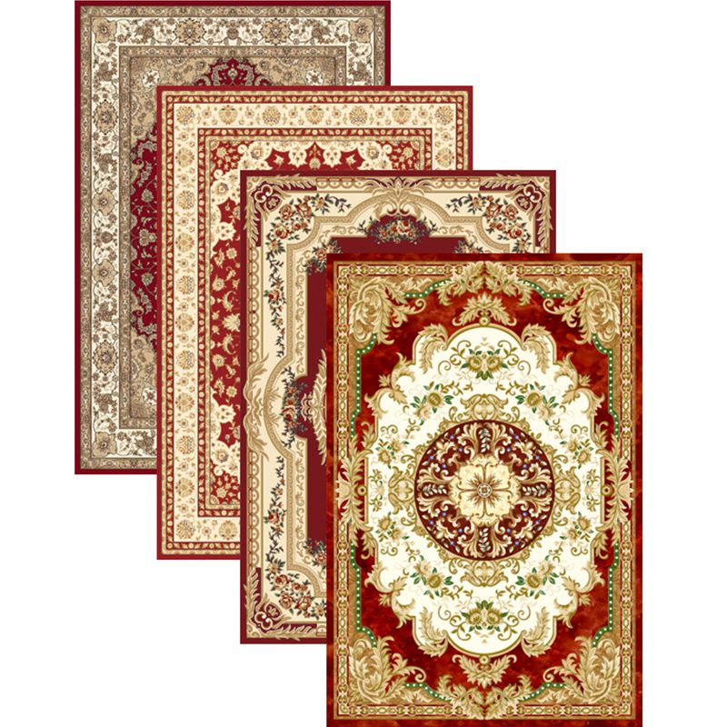 Multi Colored Floral Printed Rug Polyster Shabby Chic Area Rug Non-Slip Backing Washable Indoor Rug for Decoration