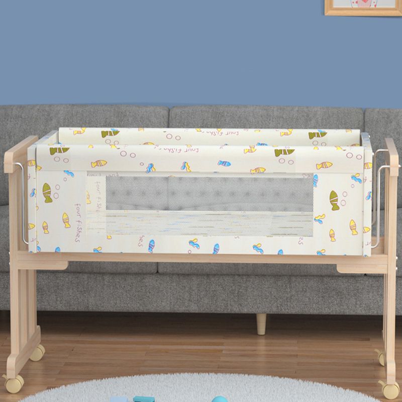 Solid Wood Rectangle Crib Cradle Upholstered Crib Cradle for Baby