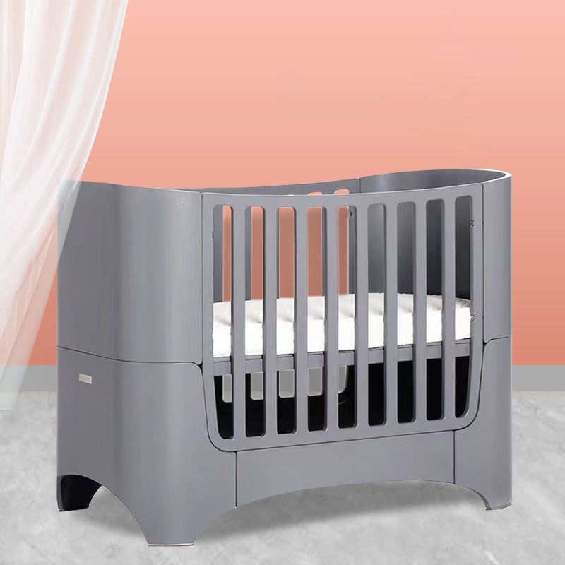 Solid Wood Adjustable Height Crib Home  5-In-1 Convertible Crib