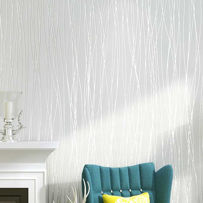 Wallpaper Roll Ticking Stripes Soft Color Contemporary Style Non-Woven Fabric Wall Covering