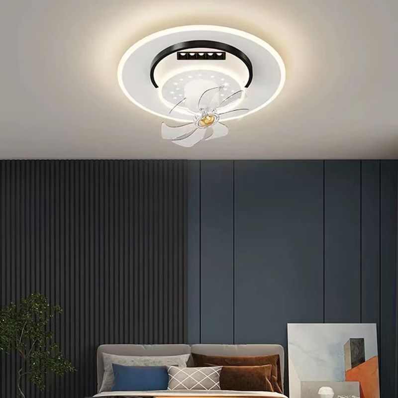 Interior LED Ceiling Fan Mount in Black and White Finish Geometric Ceiling Fan