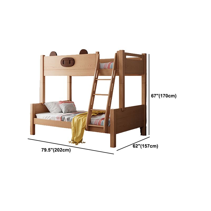 Scandinavian Standard Bunk Bed in Rubberwood 66.93" High Natural Bed