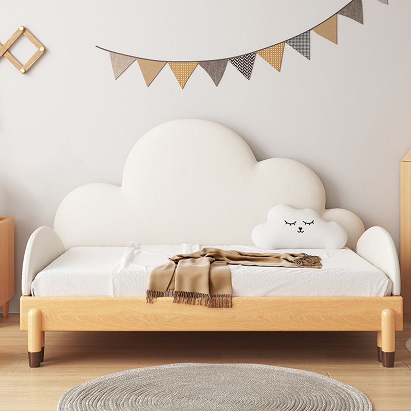 Scandinavian Daybed with Panel Headboard in White and Solid Wood