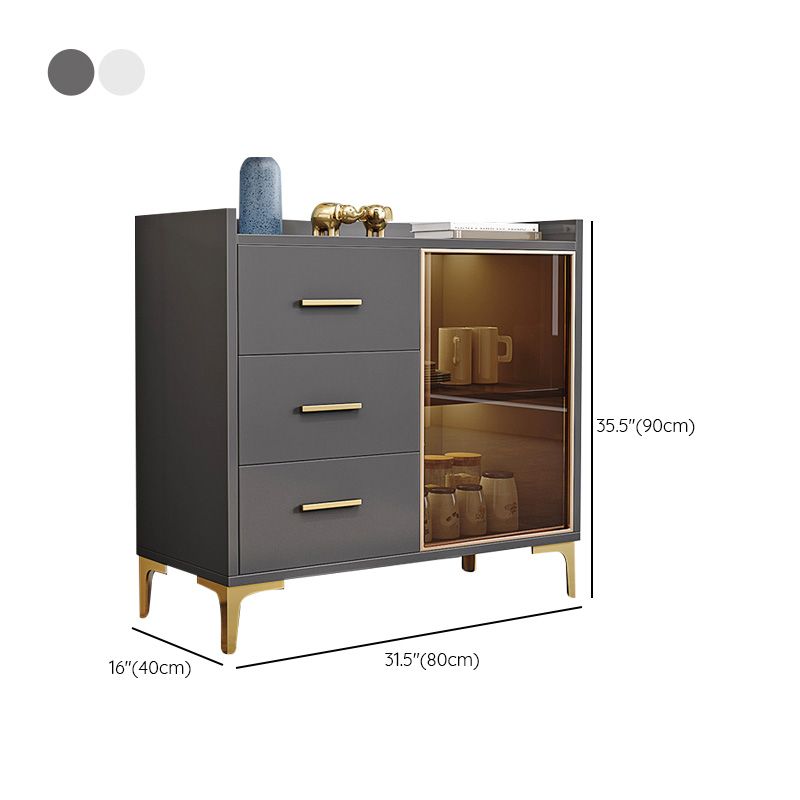 Glam Credenza Adjustable Shelving Wood Side Board with Cabinets and Drawers