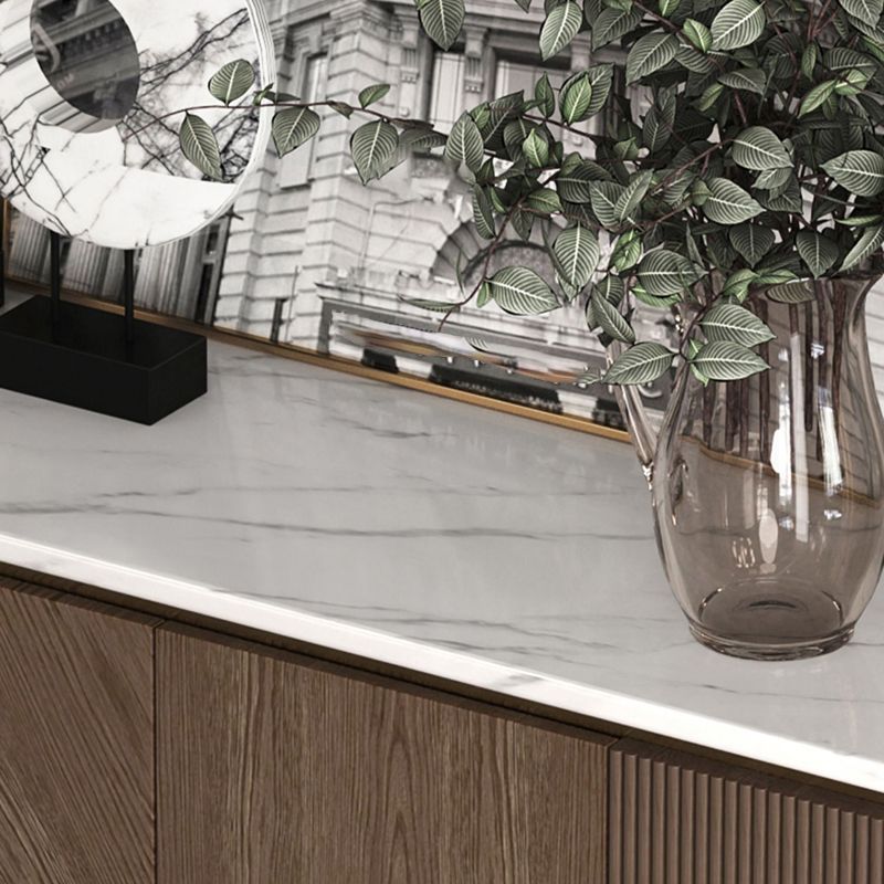 Glam Sideboard Cabinet Marble Sideboard Table with Doors for Dining Room