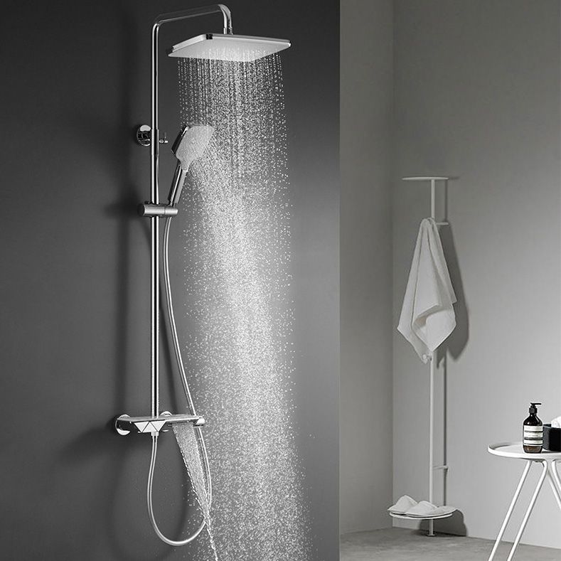 Wall Mounted Modern Square Metal Shower Adjustable Shower Head Shower Faucet