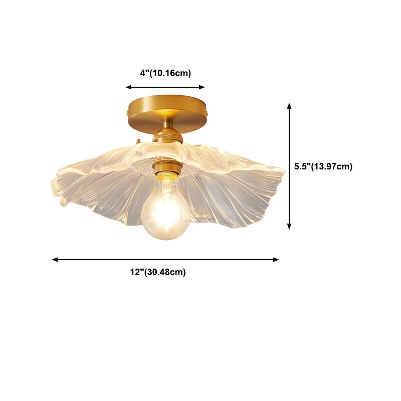 Single Golden Flush Mount Lighting Modernism Glass Shaded Ceiling Light