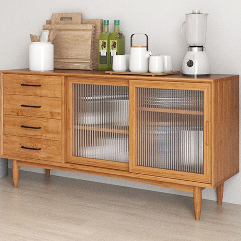 Modern Sideboard Table Solid Wood Dining Buffet with Drawers and Cabinets