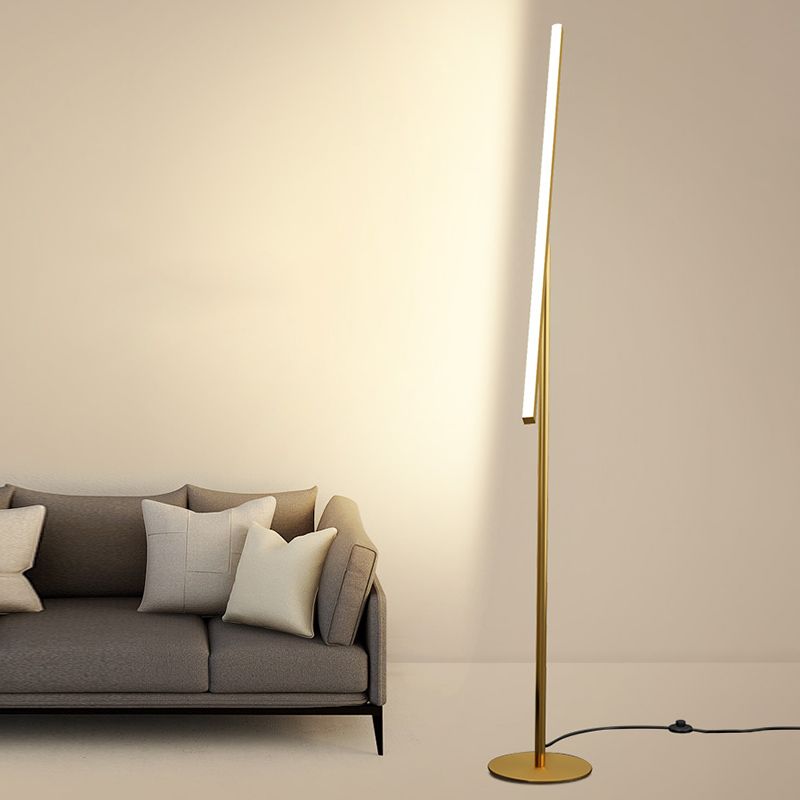 Lever Shaped Linear Floor Lamp Simple Metal Living Room LED Standing Light