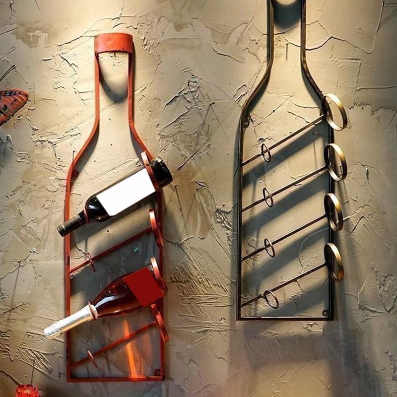 Wall Mounted Metal Contemporary Style Wine Bottle Holder for Kitchen