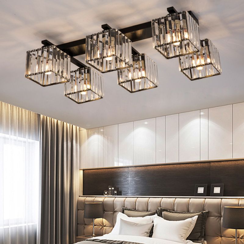 Simple Geometric Ceiling Lamp Nordic Crystal Flush Mount Light Fixture for Bedroom