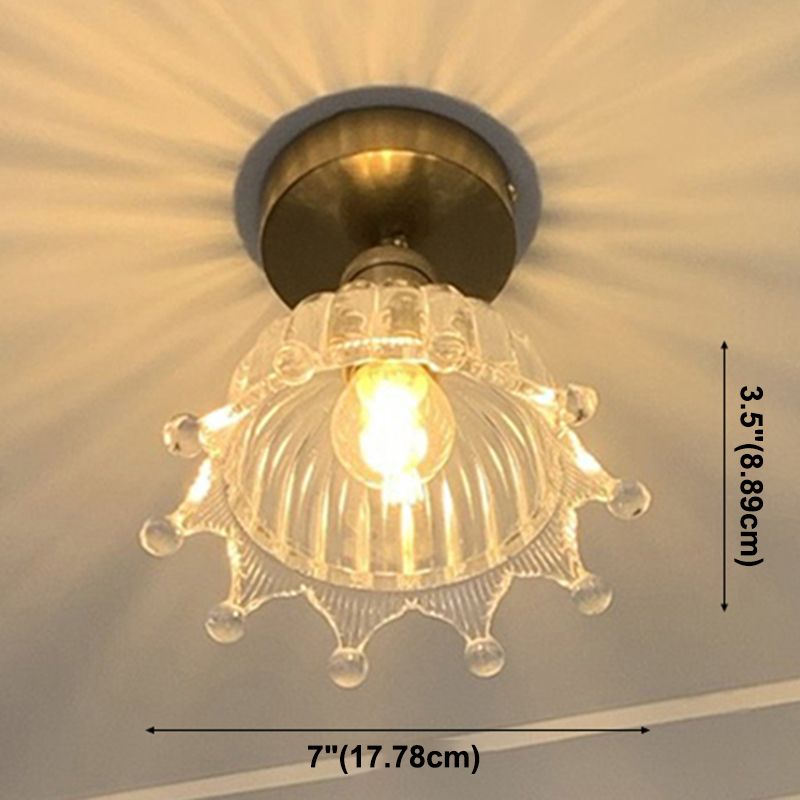 Bronze Semi Flush Mount Light Modern Style Glass Shade Ceiling Lamp for Bedroom