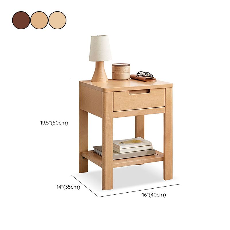 Scandinavian Wood Bedside Cabinet Open Storage with Shelf for Bedroom