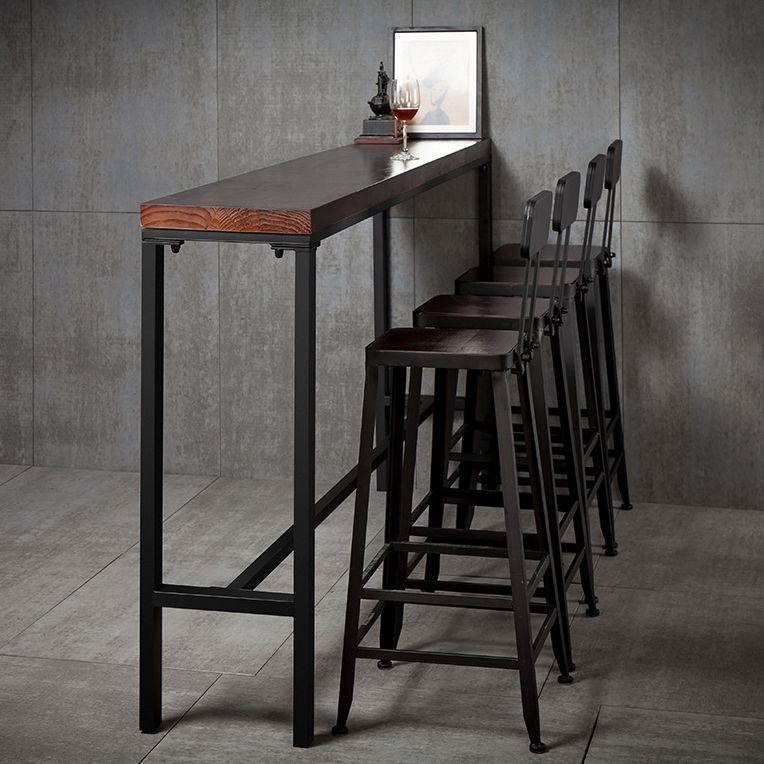 Wood Bar Dining Table Industrial Bar Dining Table with Trestle Base