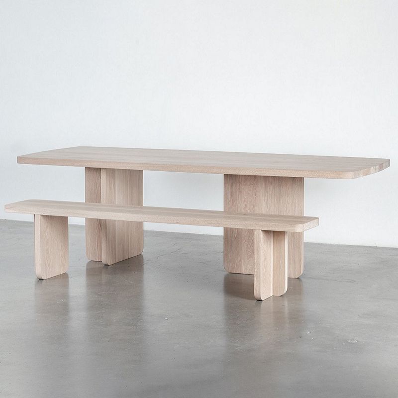 Contemporary Rectangle Table Solid Wood Top Dining Table for Home