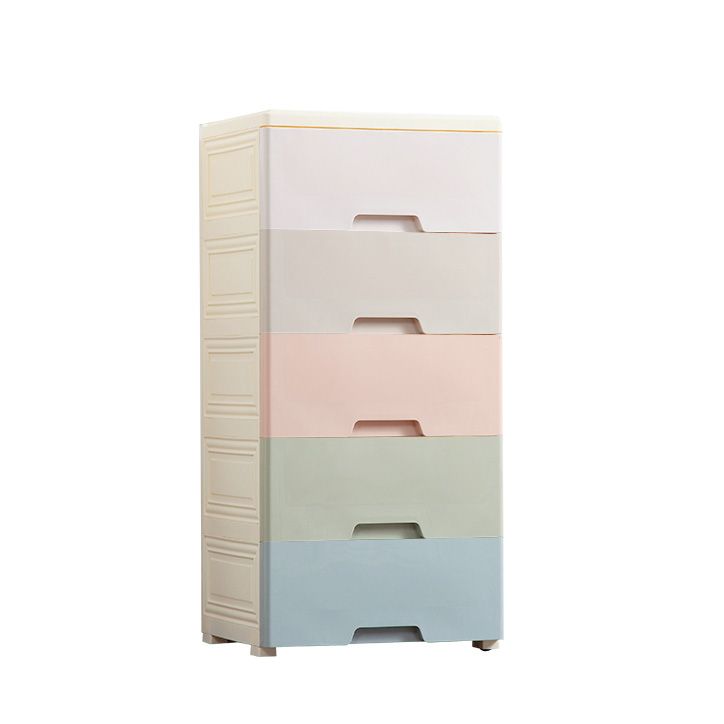 Plastic Vertical Contemporary Kids Nightstand with 5/6 Drawers for Bedroom