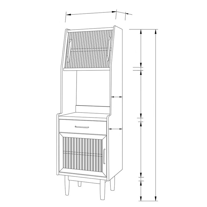 Modern Dining Hutch Pine Display Cabinet with Doors for Dining Room