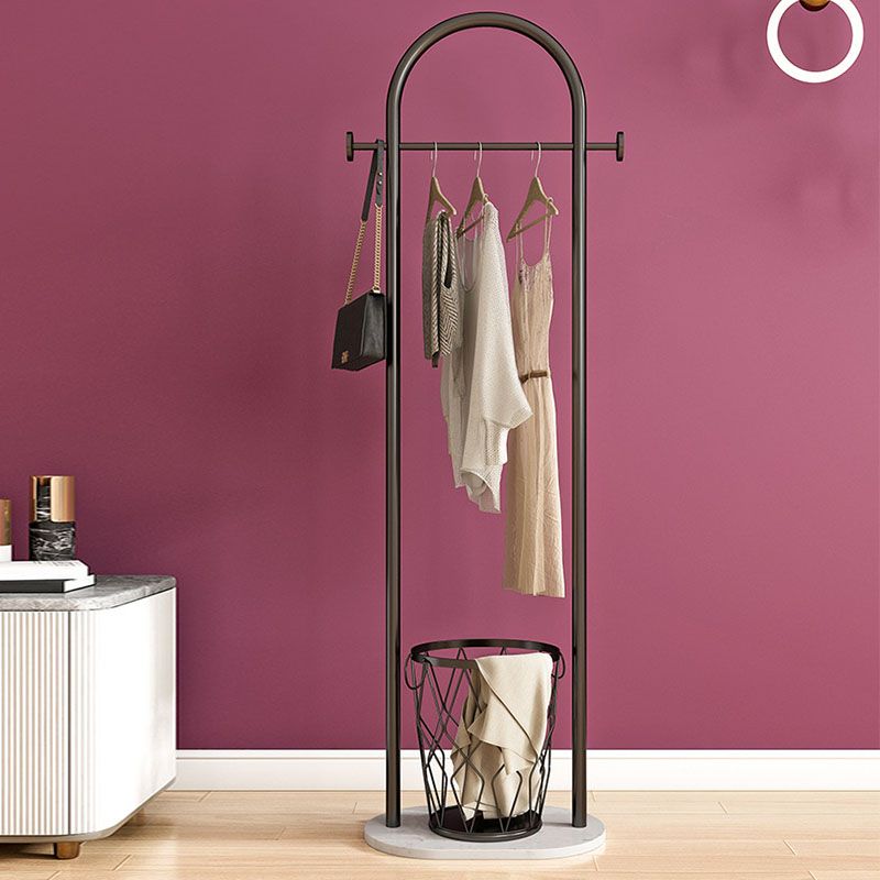 Gorgeous Coat Rack Double Coat Hooks Bedroom Metal Hangers with Basket