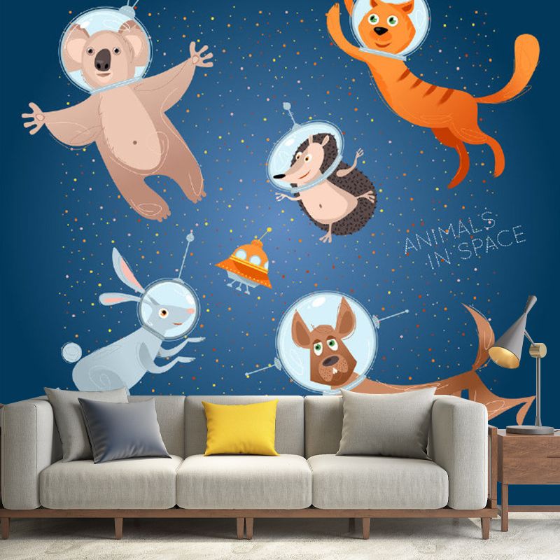 Animals in Space Murals Decal Childrens Art Waterproof Baby Bedroom Wall Decor, Full Size