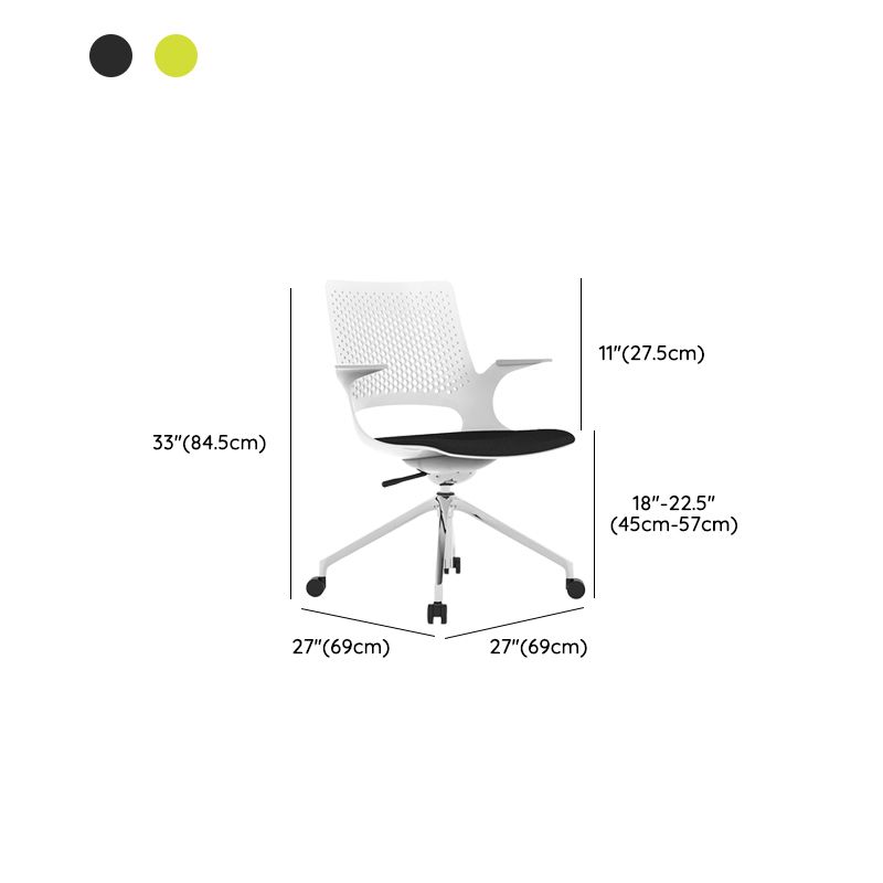 Modern Slide Office Chair Fixed Arms Adjustable Seat Height Desk Chair with Wheels