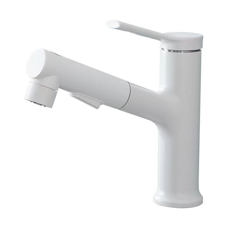 Modern Vessel Sink Faucet Copper 1-Handle Low Arc Retractable Vessel Faucet for Bathroom
