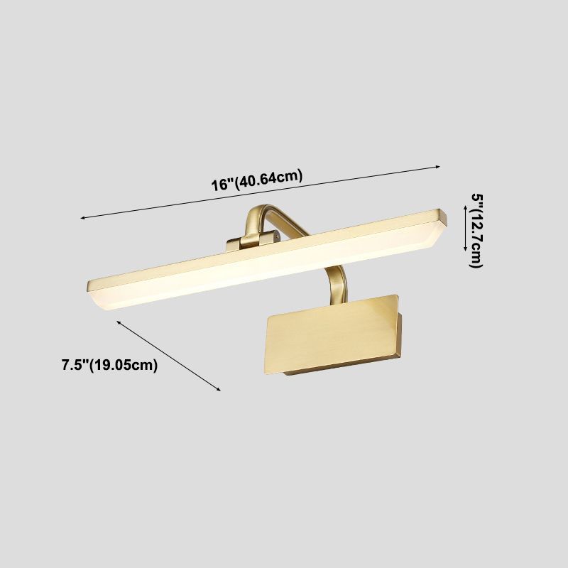 1-Light Modern Style Vanity Lamp Linear Metal Flush Mount Wall Sconce in Brass