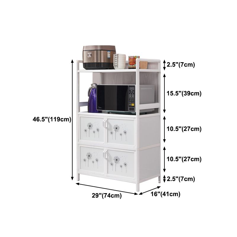 Metal Kitchen Open Storage Buffet Sideboard White Glass Doors Side Board