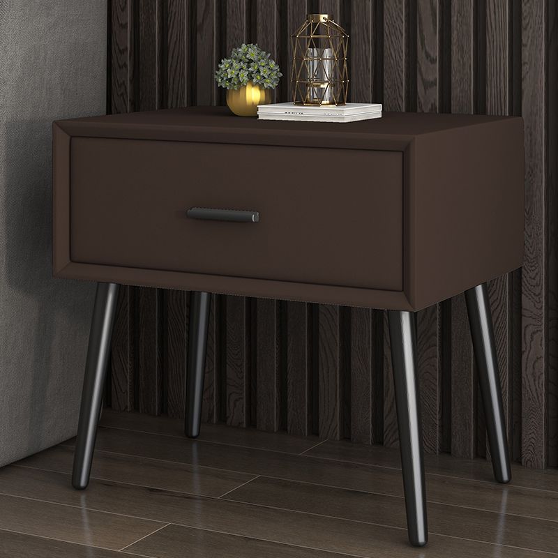 Modern Wood Nightstand 18.5" Tall Rectangle Nightstand with Drawer