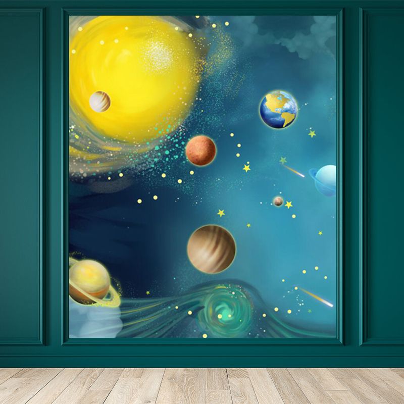 Waterproof Planets Wall Mural Decal Cartoon Non-Woven Material Wall Art, Custom Print