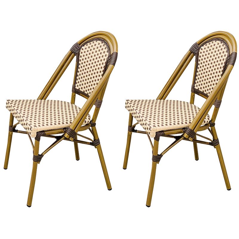 21" Wide Tropical Outdoor Chair Rattan Armles Dining Side Chair