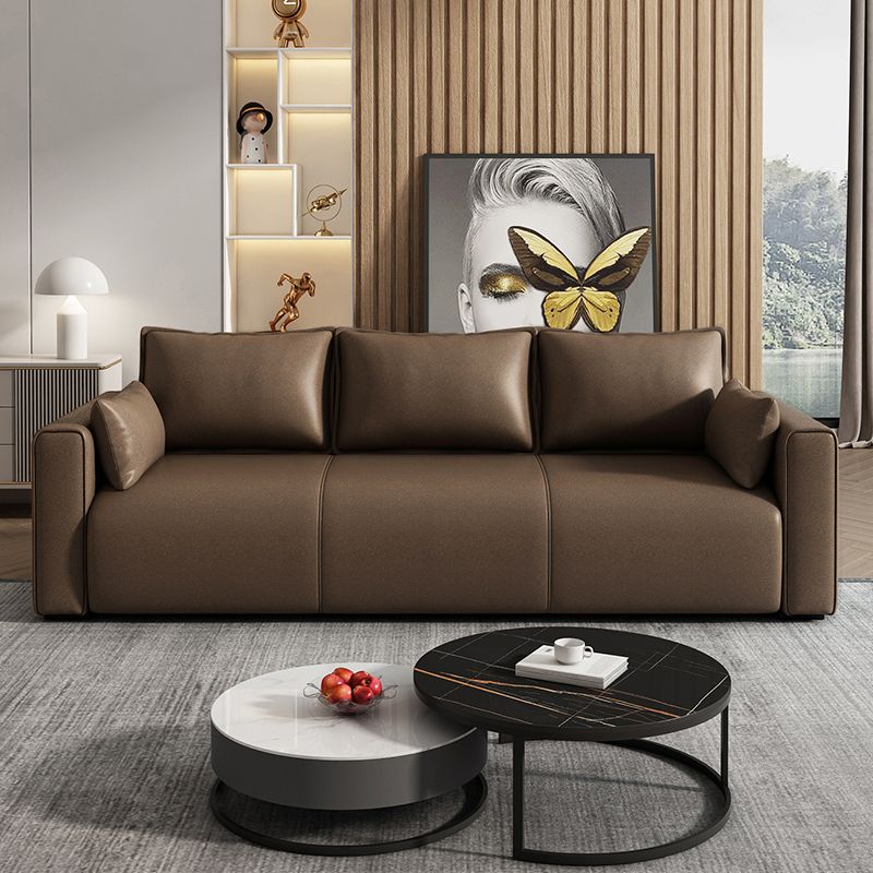 Faux Leather and Suede Stain Resistant Contemporary Standard Sofa Couch