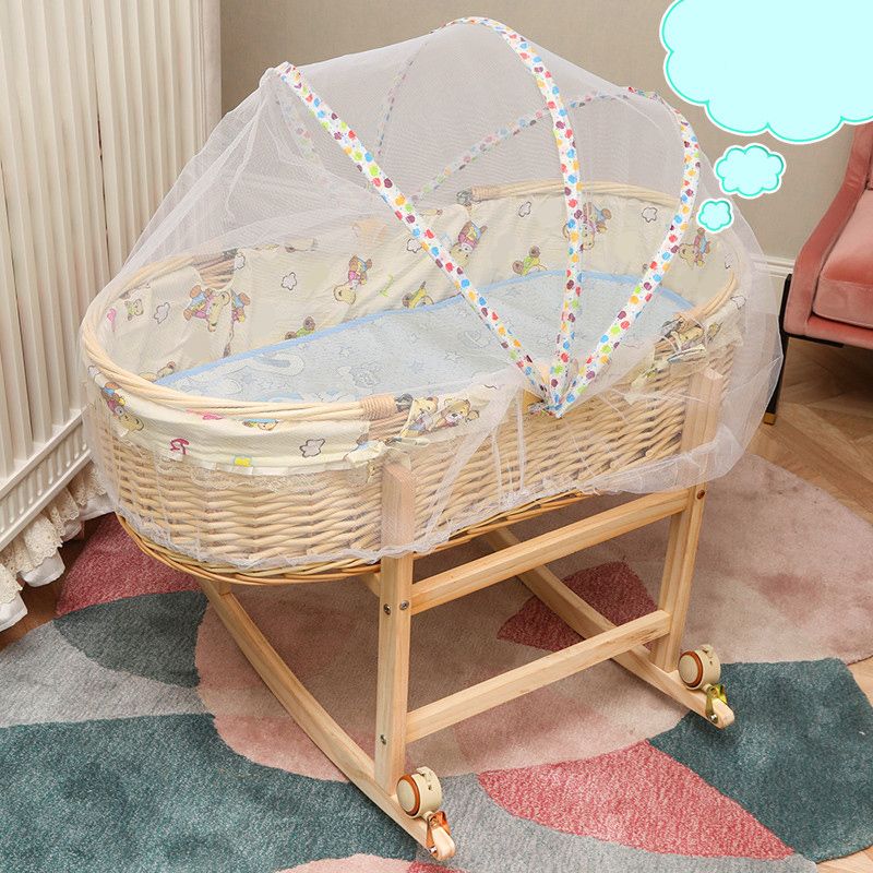 Traditional Natural Bassinet Oval Wicker Moses Basket for Newborn