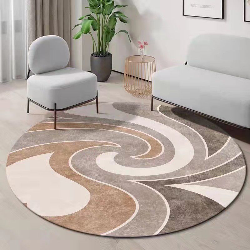 Brown Simple Rug Polyester Pattern Indoor Rug Stain Resistant Rug for Living Room