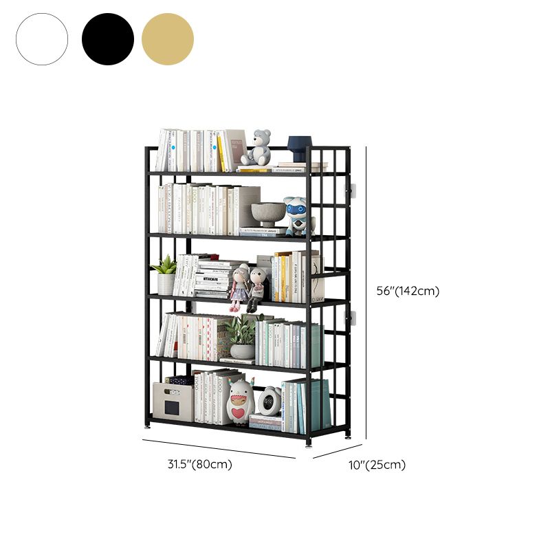 Closed Back Standard Bookshelf Modern Metal Rectangle Shelves Bookcase