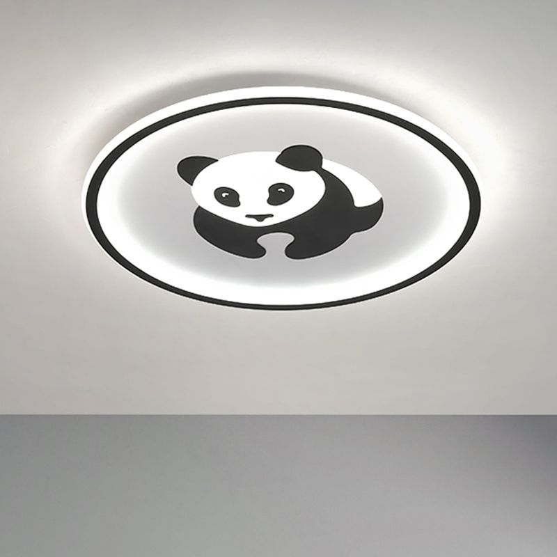 Panda Flush Mount Light Kids Acrylique DEL Black Flushmount Lighting in Warm / White Light for Bedroom