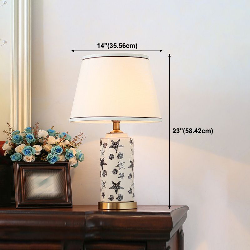 Conical Table Lamp Simplicity Style Fabric Shaded Table Light for Bedroom